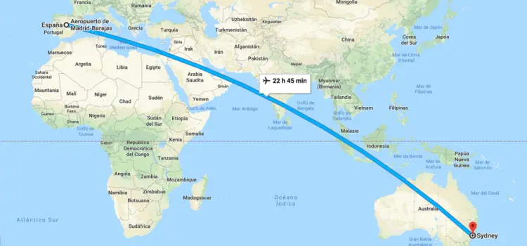 ¿Cuánto tarda España en llegar a Australia?